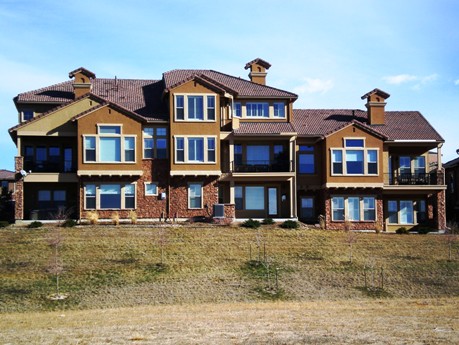 Rear view of the homes in Tresana at Highlands Ranch